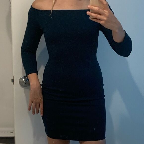 NWT BODYCON OFF SHOULDER DARK TEAL DRESS - Picture 5 of 6